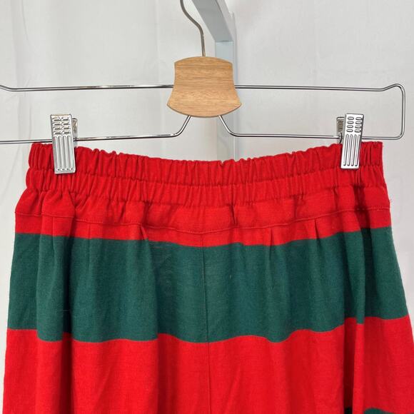 TAKEZO Japan M Pleated Tapered Harem Pants Striped Wool Knit Hi Rise Red Green - Picture 10 of 11